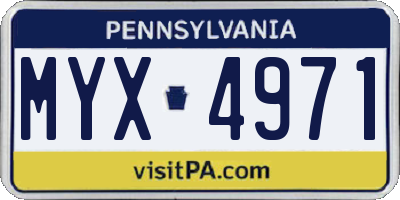 PA license plate MYX4971