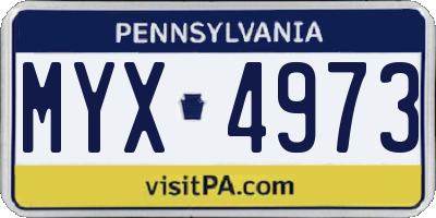 PA license plate MYX4973