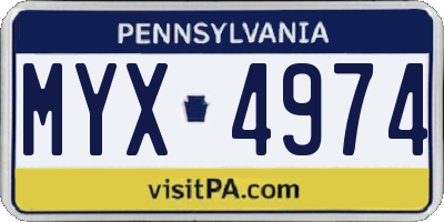 PA license plate MYX4974