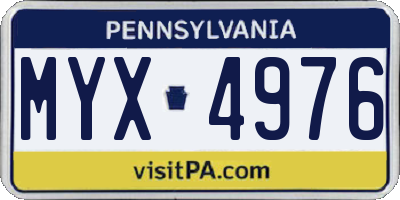 PA license plate MYX4976