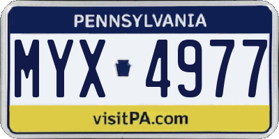 PA license plate MYX4977