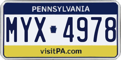 PA license plate MYX4978