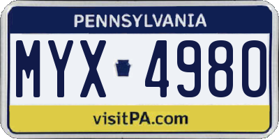 PA license plate MYX4980