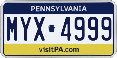 PA license plate MYX4999