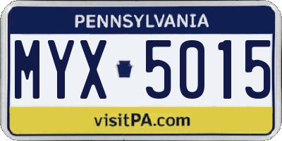 PA license plate MYX5015
