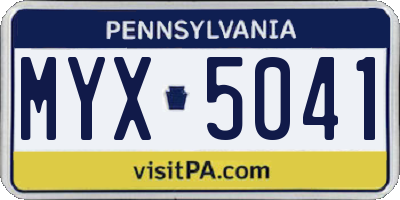 PA license plate MYX5041