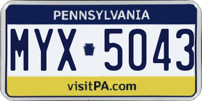 PA license plate MYX5043