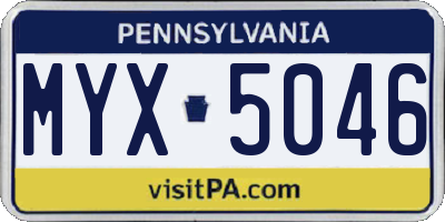 PA license plate MYX5046