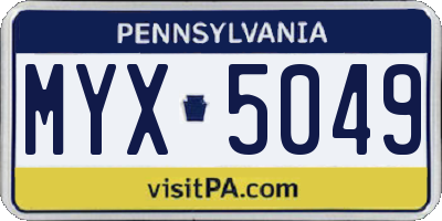 PA license plate MYX5049
