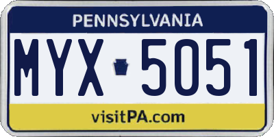 PA license plate MYX5051