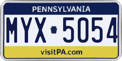 PA license plate MYX5054