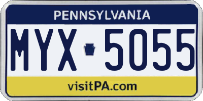 PA license plate MYX5055