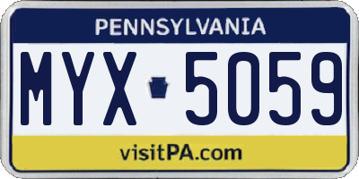 PA license plate MYX5059