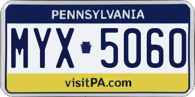 PA license plate MYX5060