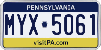 PA license plate MYX5061