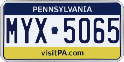 PA license plate MYX5065