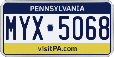 PA license plate MYX5068