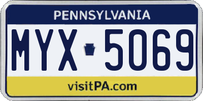 PA license plate MYX5069