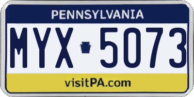 PA license plate MYX5073