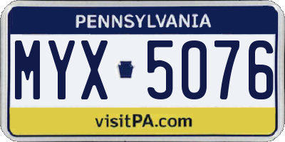 PA license plate MYX5076