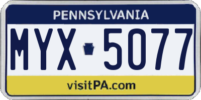 PA license plate MYX5077