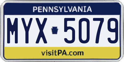 PA license plate MYX5079