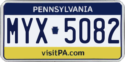 PA license plate MYX5082