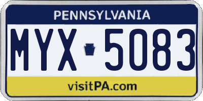 PA license plate MYX5083