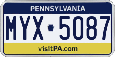 PA license plate MYX5087