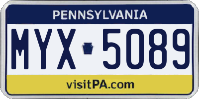 PA license plate MYX5089