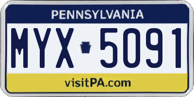 PA license plate MYX5091