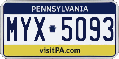 PA license plate MYX5093
