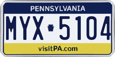 PA license plate MYX5104