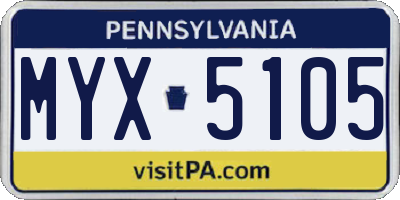 PA license plate MYX5105