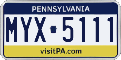 PA license plate MYX5111