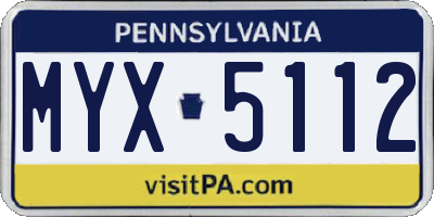 PA license plate MYX5112