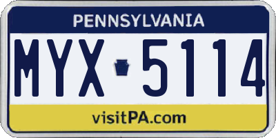 PA license plate MYX5114