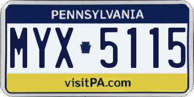 PA license plate MYX5115