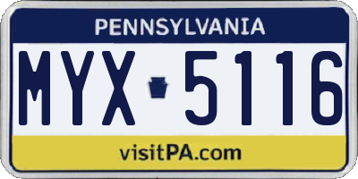 PA license plate MYX5116