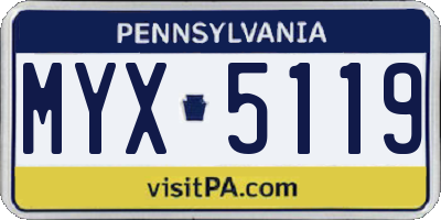 PA license plate MYX5119