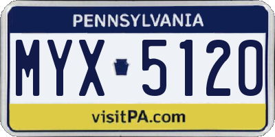 PA license plate MYX5120