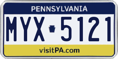 PA license plate MYX5121