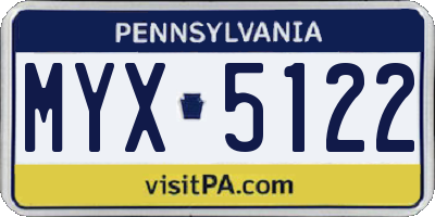 PA license plate MYX5122