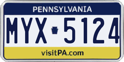 PA license plate MYX5124
