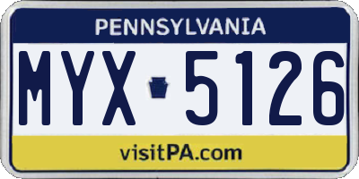 PA license plate MYX5126