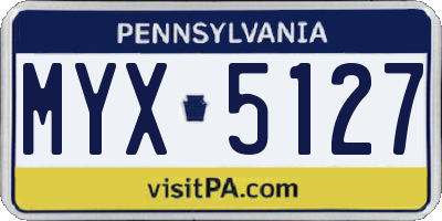 PA license plate MYX5127