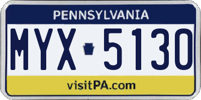 PA license plate MYX5130