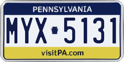 PA license plate MYX5131