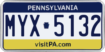 PA license plate MYX5132