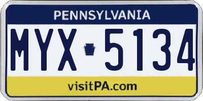 PA license plate MYX5134
